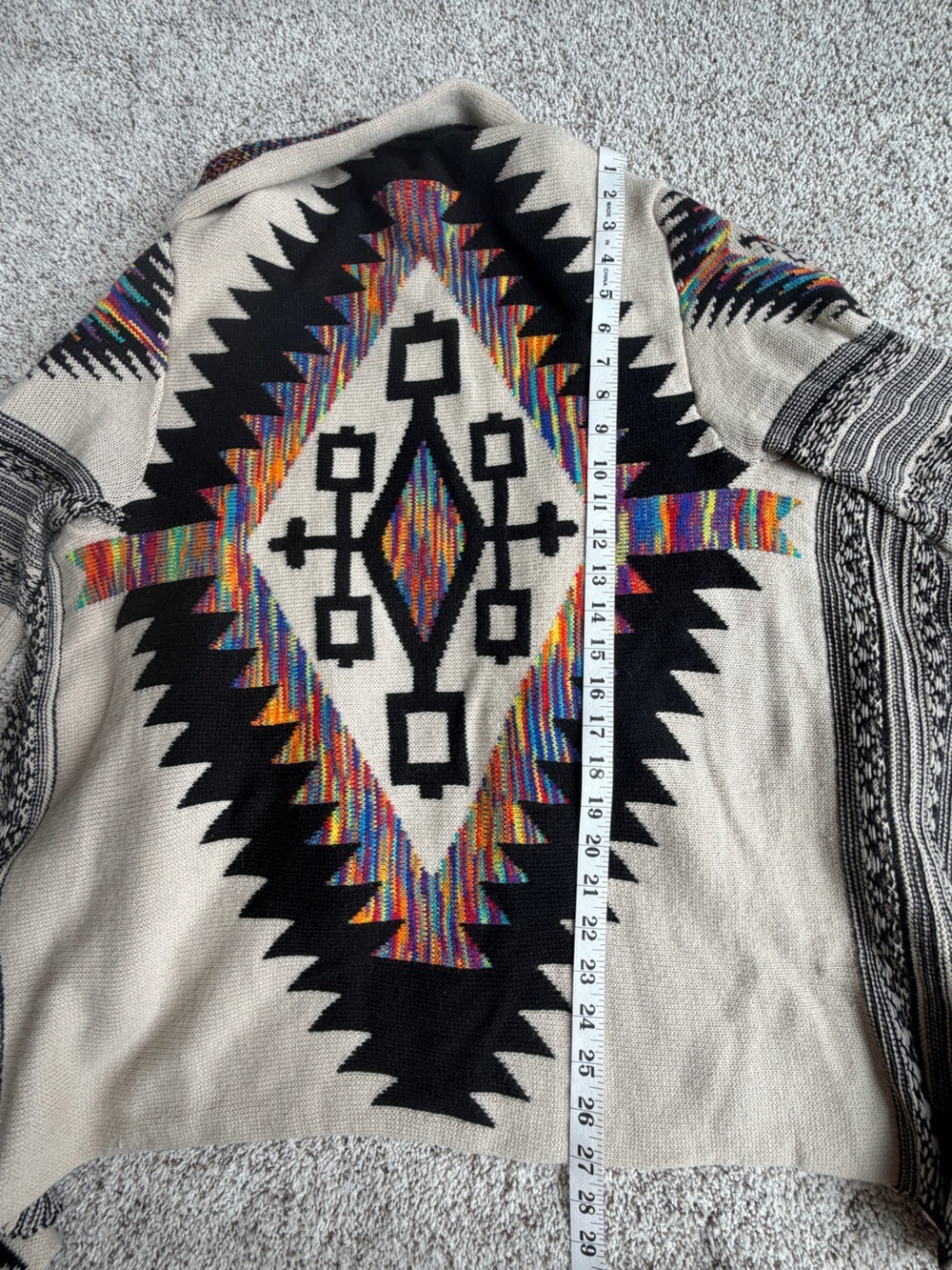 Northern Angel Aztec Southwestern Waterfall Open Front Cardigan Medium Tribal - Picture 10 of 11